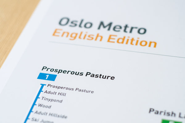 Oslo Metro Map: Literal English Translation A2 Art Poster