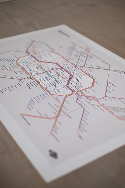 Berlin Metro Map: Literal English Translation A2 Art Poster