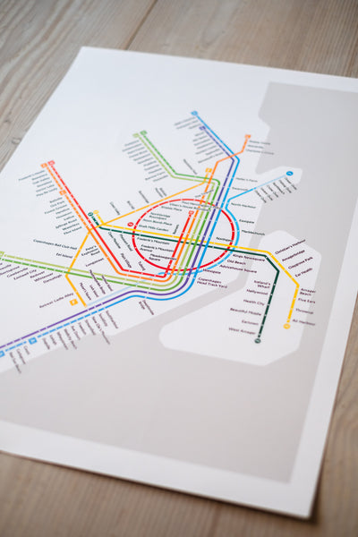 Copenhagen Metro Map: Literal English Translation A2 Art Poster