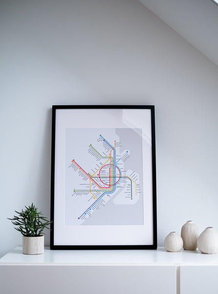 Copenhagen Metro Map: Literal English Translation A2 Art Poster