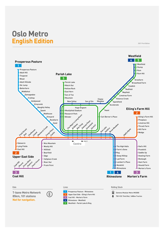 Oslo Metro Map: Literal English Translation A2 Art Poster