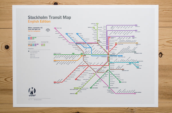 Stockholm Metro Map: Literal English Translation Poster (A2)